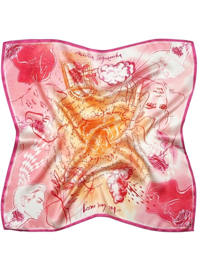 AD7-500 Apaszka jedwabna Wisława Szymborska Nic dwa razy 68x68cm